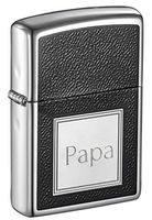 Personalized Zippo Black and Chrome Lighter for Father's Day Gift for Papa