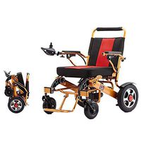WWQY Foldable Electric Wheelchair Motorized Power Wheelchair Handicapped Disabled Elderly Mobility Equipment Lightweight,Gold,20A