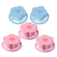 Elaco 5PCS Flower-Shaped Floating Lint Mesh Bag Washing Machine Filter Bag Hair Remover-2 Blue+3 Pink