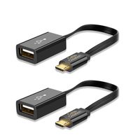 CableCreation [2-Pack Micro USB 2.0 OTG Cable, Flat On The Go Adapter Micro USB Male to USB Female for Samsung S7 S6 Edge S4 S3 Android or Other Smart Phones Tablets with OTG Function 6 Inch, Black