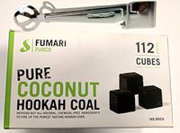 FUOCO 112 LARGE CUBE COCONUT HOOKAH COAL BY FUMARI Shisha Natural Charcoal With Bonus Starbuzz Tongs And Foil Poker