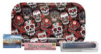 Blazy Susan King Size Rolling Papers, Elements Cigarette Roller, Pre Rolled Tips, with Rolling Paper Depot Rolling Tray (Skulls) - 4 Item Bundle
