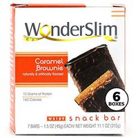 WonderSlim High Protein Snack Bar/Diet Bars - Caramel Brownie Nut (7ct) 6 Box Value-Pack (Save 15%) - Trans Fat Free, Aspartame Free, Kosher, Cholesterol Free