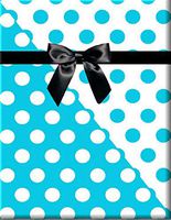 Turquoise and White Polka Dot Gift Wrap Wrapping Paper-15ft Roll w. Gift Tags