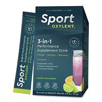 Oxylent Sport 3-in-1 Performance Supplement Drink - Sugar-Free, Effervescent, Easy Absorption of Vitamins, Creatine Minerals, Natural Energy, Supports Stamina, Lemon-Lime Burst Flavor, 15 Count