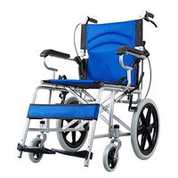 Wheelchairs Wheelchair Aluminum Alloy Wheelchair Elderly Wheelchair Trolley Folding Wheelchair Can Bear 100 kg (Color : Blue, Size : 888059cm)