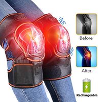 Heated Knee Massager, Heat & Vabration Knee Brace Wrap Electric Heating Pad W/Rechargable 8.4V Lipo Battery Warm Therapy for Joint Pain, Cramps, Arthritis Meniscus Pain Relief (1 Pair)