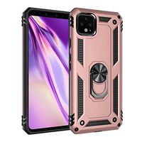 Case for Google Pixel4 XL case Soft Silicone+Hard Plastic Material Suitable for Automotive Magnet Brackets 360 Degrees Ring Bracket Multi-Function Protective Shell (Rose Gold)