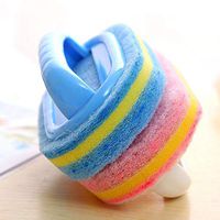 JPONLINE Kitchen Cleaning Bathroom Toilet Kitchen Glass Wall Cleaning Bath Brush Plastic Handle Sponge Bath Bottom