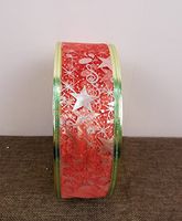 Christmas Musical Note & Stars Ribbon with Wire New Year Decor/Gift Box Decor/DIY Ribbons/Christmas Decorations for Home, Pack of 20M (Red)