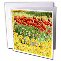 3dRose Image of Happy Easter in German On Rows of Tulips - Greeting Card, 6" x 6", Single (gc_235463_5)