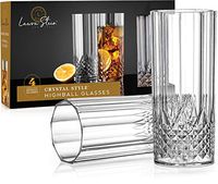 Laura Stein Plastic Crystal Style Highball Glasses (4 Pack) - Clear Disposable Highball Glasses | Reusable, Elegant, Heavy Weight Glasses For Any Drink | Great For Weddings, Events & Everyday Use