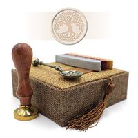 Wax Stamp Gift Set with Retro Box and Spoon - Celtic Tree of Life Seal