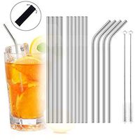 Iusun Straws with Cleaning Brushes,Stainless Steel Reusable 10.5'' Drinking Paper-Birthday Holiday Wedding Celebrations Party Family Bar-Cold Bubble Boba Tea Milkshakes Beverage Companion (Silver)