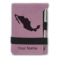 Mini Notepad, Country Silhouette Mexico, Personalized Engraving Included (Pink)