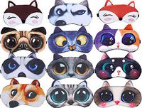 12 Pack Cute Animal Funny Sleep Eye Mask for Sleeping Cat Dog Soft Plush Blindfold Sleep Masks Eye Cover Eyeshade for Kids Girls Men Women Plane Travel Nap Night Sleeping (8 Pack)