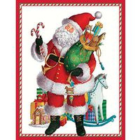 Caspari Christmas Gift Enclosure Cards 4pk Coming To Town Santa