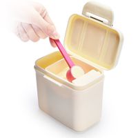 Portable Formula Dispenser with Spoon Ankou BPA Free Milk Powder Container with Leveller Airtight Milk Powder Pot Box Food Storage Containers for Infant Toddler Children Travel (Beige)