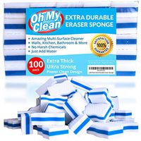 (100 Pack) Extra Durable Eraser Sponge - Extra Thick, Long Lasting, Premium Melamine Sponges in Bulk - Multi-Purpose Power Scrubber - Bathroom, Kitchen, Floor, Bathtub, Toilet, Baseboard, Wall Cleaner