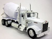 Kenworth W900 Cement Truck 1/32 Scale Diecast Metal and Plastic Model - WHITE