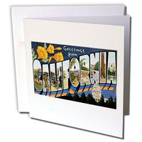 3dRose Greetings from California with Bold Letters Filled with Scenes of California - Greeting Cards, 6 x 6 inches, set of 6 (gc_160729_1)