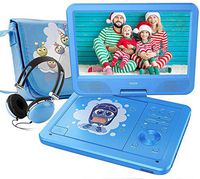FUNAVO 10.5" Portable DVD Player with Headphone, Carring Case, Swivel Screen, 5 Hours Rechargeable Battery, SD Card Slot and USB Port (Blue)