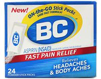 BC Original Formula Aspirin Fast Pain Relief Powders 24 Stick Packs ea