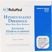 ReliaMed Sterile Latex-Free Hydrocolloid Dressing with Film Back and Beveled Edge 8" x 8" (5/Box) (Box of 5 Each)