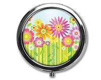 Cartoon Flowers Pill Box Case Pillbox Holder Trinket Stash Box Arsenic Vintage Style Medicine Vitamin Pill Organizer Case