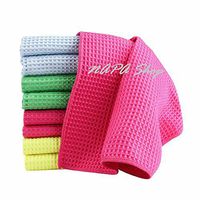 28x38cm Water Absorption Waffles Microfiber Cleaning Cloths Set Dish Towels Kitchen Scouring Pad Glass Washing Drying Mats 6P