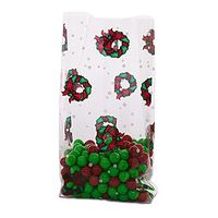 10ct. Small Red Plaid Deer 7x2x3" Cello Cellophane Treat Food Snack Bags ngKE -484