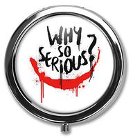 Hanbalin - Why So serious Custom Round Silver Pill Box Pocket 2.1 inches Medicine Tablet Holder Organizer Case for Purse