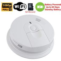 SecureGuard 60 Day Battery Powered 1080P WiFi Smoke Detector Fire Alarm Spy Camera (60 Day Battery, 16GB SD)