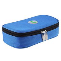 Temperature Display Insulin Cooler Travel Case Diabetic Organizer Pouch Medical Cooler Bag Oxford Fabric, 8 x 4 Inch (Blue - No Ice Pack)