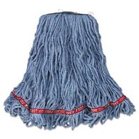 Rubbermaid Commercial FGA11206BL00 6-Piece Web Foot Shrinkless Looped-End Medium Cotton/Synthetic Wet Mop Head (Blue)