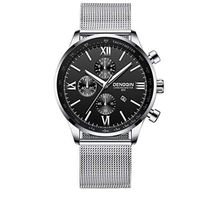 Fxbar, Brand Luxury Men Watch Stainless Steel Casual Quartz Analog Date Wrist Watch Dress Watch(D)