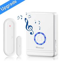 Door Open Sensor Chime, Wsdcam Door Entry Chime with Adjustable Volume, 600ft Long Range, LED Flash, 48 Chimes, Nightlight Function, Wireless Door Chime for Business Home Office Store