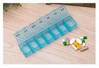 Healthcare Products 7-Day Pill Organizer Weekly Pill Case Medicine Box Holder for Your Supplements and Pills Vitamins (Blue)