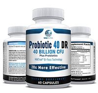 Probiotic 40 DR - 40 Billion CFU Delayed Release Probiotics. 20X More Effective. Best Probiotics for Men and Women. Made in The USA