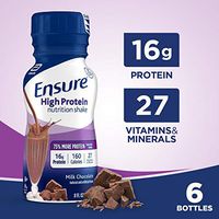 Ensure High Protein Nutritional Shake with 16g of High-Quality Protein, Ready-to-Drink Meal Replacement Shakes, Low Fat, Milk Chocolate, 8 fl oz, 6 Count