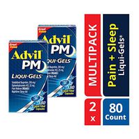 Advil PM Liqui-Gels (Two Pack of 80 Count - 160 Capsules) Pain Reliever/Nighttime Sleep Aid Liquid Filled Capsules, 200mg Ibuprofen, 25mg Diphenhydramine