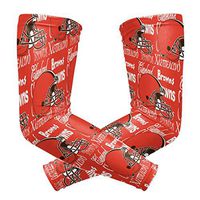 Cleveland Browns Cooling Arm Sleeve (Pair) - Elbow Brace Support Sun UV Protection for Men & Women - Sports Sleeves for Basketball Baseball Softball Volleyball
