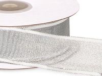 Pack Of 1, Solid Silver Wired Metallic Mesh Ribbon 1" X 25 Yards To Make Holiday, Weddings & All Occasion Bows