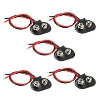 uxcell 5 pcs DC 9V Battery Clip T-Type Buckle Connector Faux Leather Housing Lead Wire 12.5cm Long