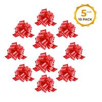Mata1 Pull Bows for Gifts (Red, 5 Inch, Set of 10), Medium 5" Pull String Bows for Presents, Ribbon Pull Bows Wrapping Bows