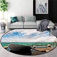 RUGSMAT Zen Modern Machine Washable Round Bath Mat,Sea View Pattaya City Thailand Area Rug - Perfect for Any Place Round-51