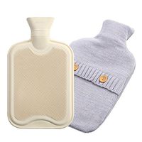 Time2Shop Premium Cozy 2 Liter Nature Rubber Hot Water Bottle w/Knitted Cover (Grey)