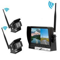 Wireless Backup Camera Digital HD -7'' Dual Rear View Backup Camera Monitor System for Car, Sunshade IP69 Waterproof Super Night Vision Split Screen for Travel Trailer/RV/Pickup/Truck/Motorhome