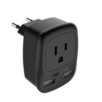 European Plug Adapter, TESSAN USA to Most of Europe Outlet Travel Adapter with 2 USB Charging Ports - 3 in 1 Europlug Power Adaptor -Type C Plug