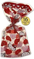 Hello Kitty Cellophane Bags Cello Bags Treat Bags with Ties Cellophane Treat Bags Valentine Treat Bags Candy Bags with Ties Hello Kitty Bag Pretzel Bags Cellophane Goodie Bags Clear Treat Bags 16 Pack